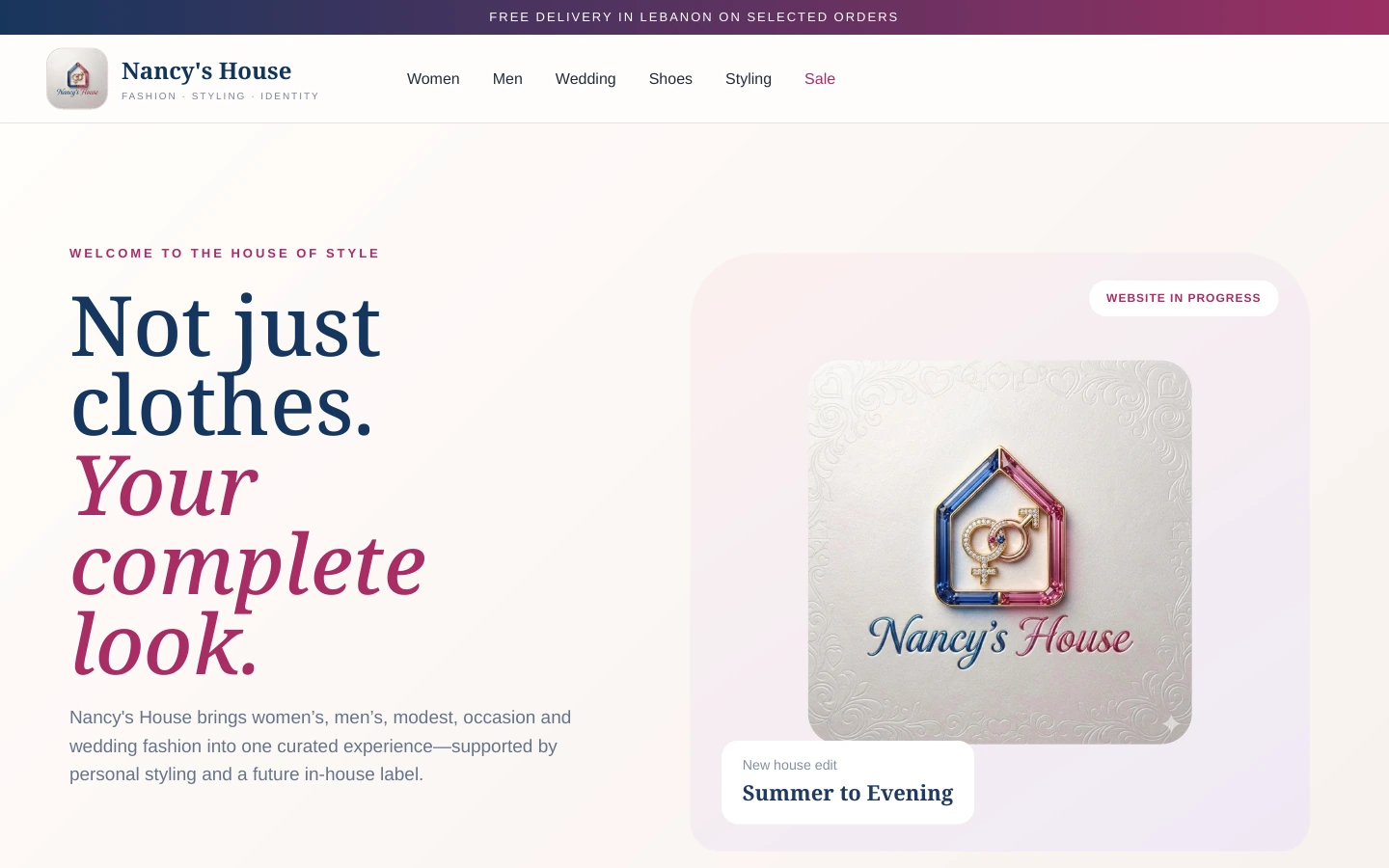 Nancy's House fashion e-commerce website homepage preview